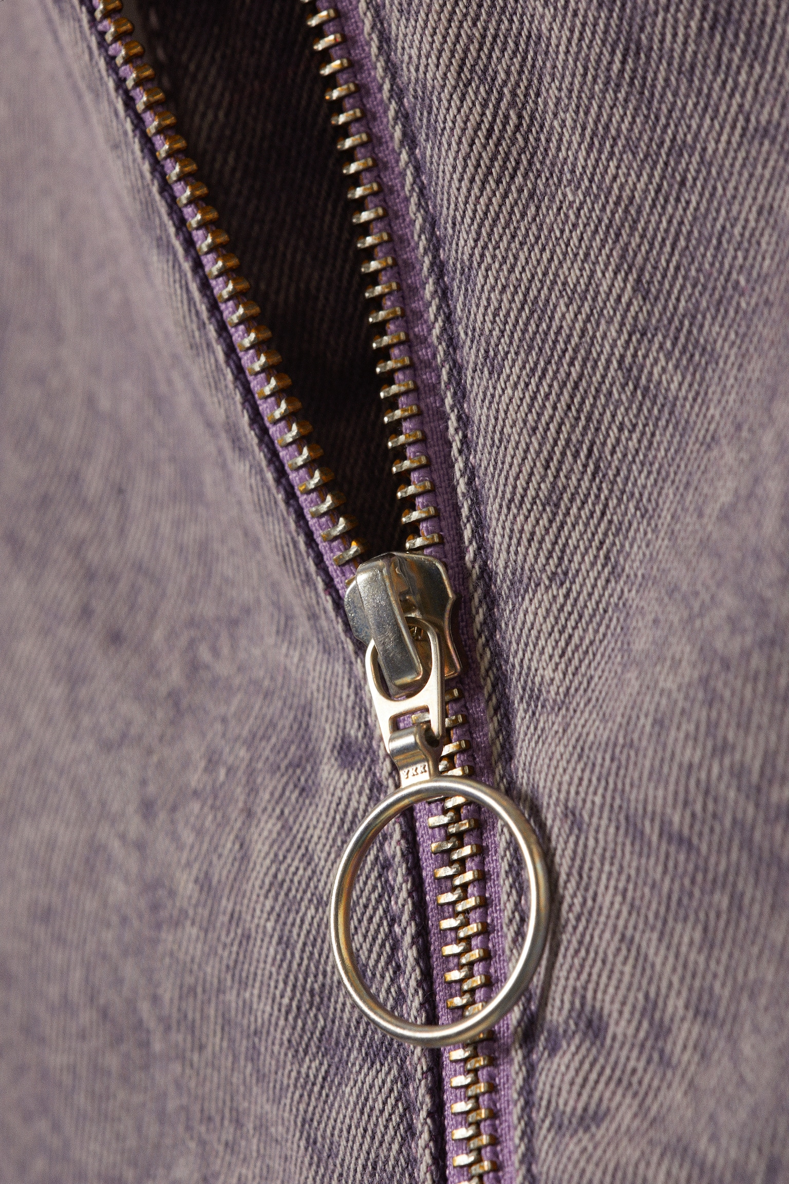 Cropped Zip-Back Denim Bralette - Washed Lilac - 6