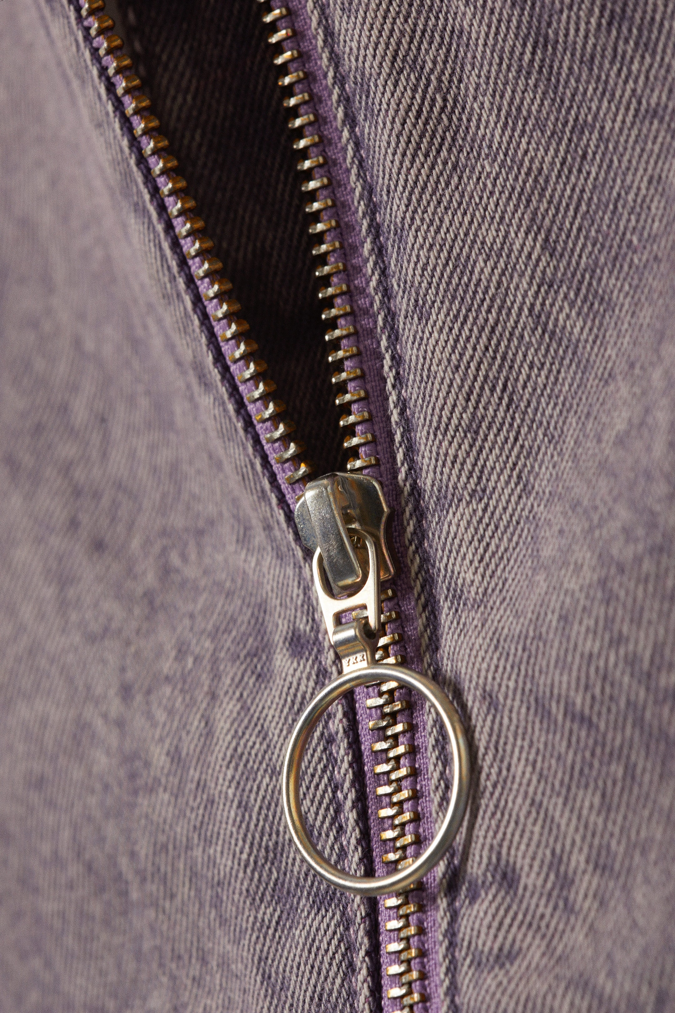 Washed Lilac - Cropped Zip-Back Denim Bralette - 2