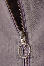 Washed Lilac - Cropped Zip-Back Denim Bralette - 2