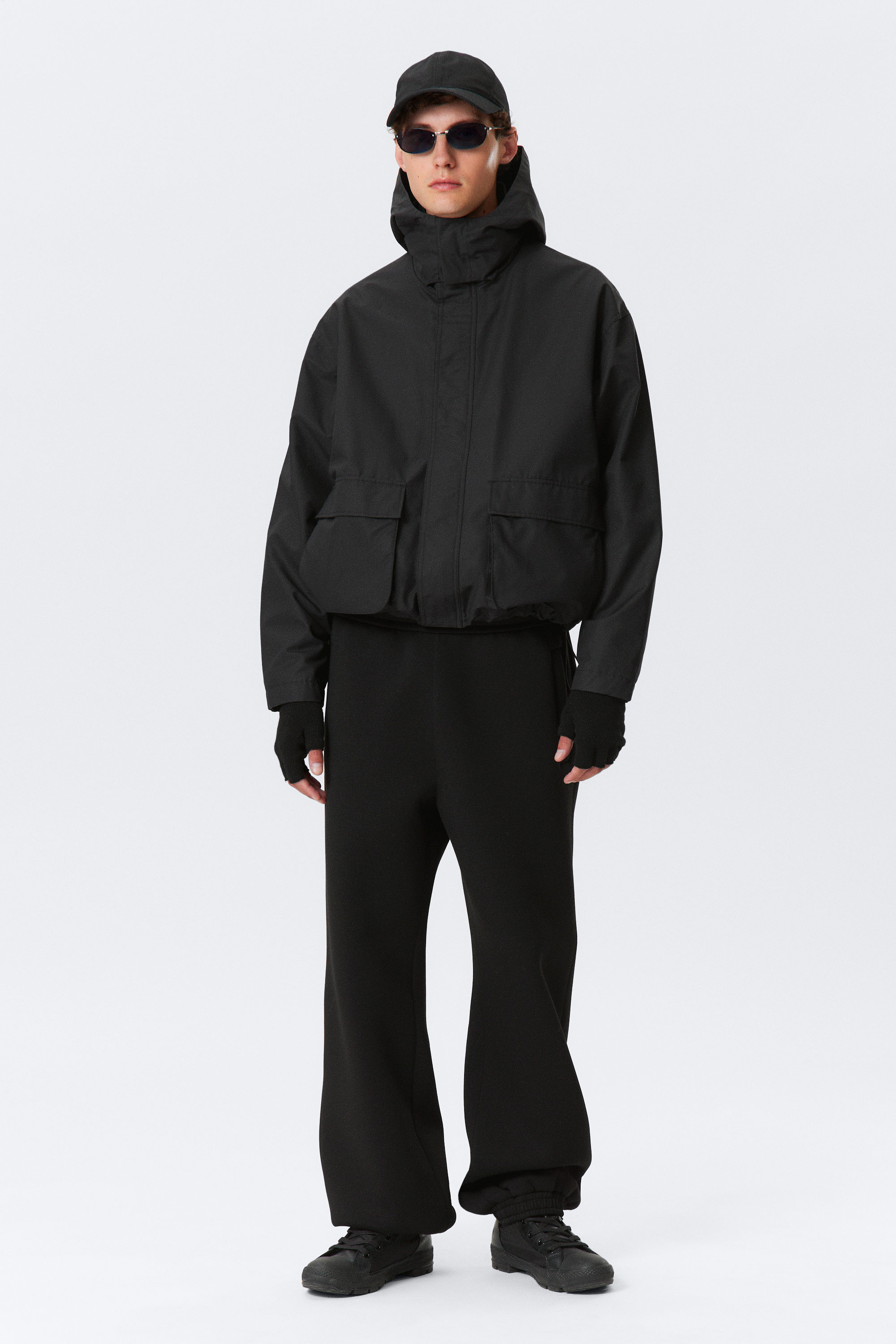Black - Relaxed Fit Hooded Jacket - 1