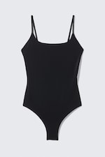 Black - Square-Neck Swimsuit - 3