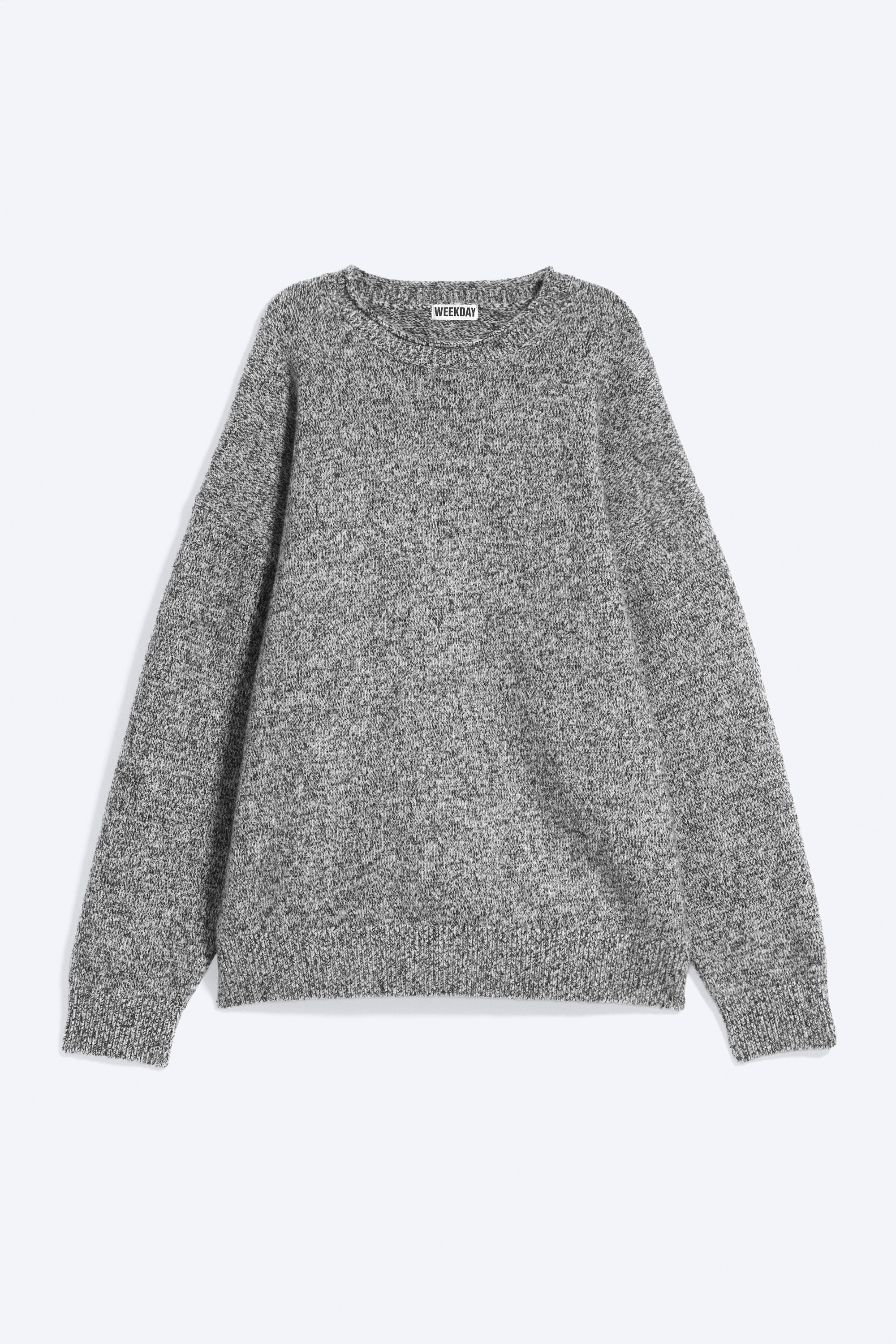 Sweter z okrągłym dekoltem Loose Knitted - Grey Melange