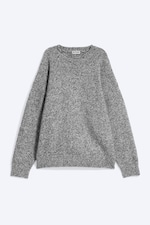 Grey Melange - Loose Knitted Crew-Neck Sweater - 3