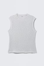 Hellgrau meliert - Boxy Tanktop aus strukturierter Baumwolle - 0