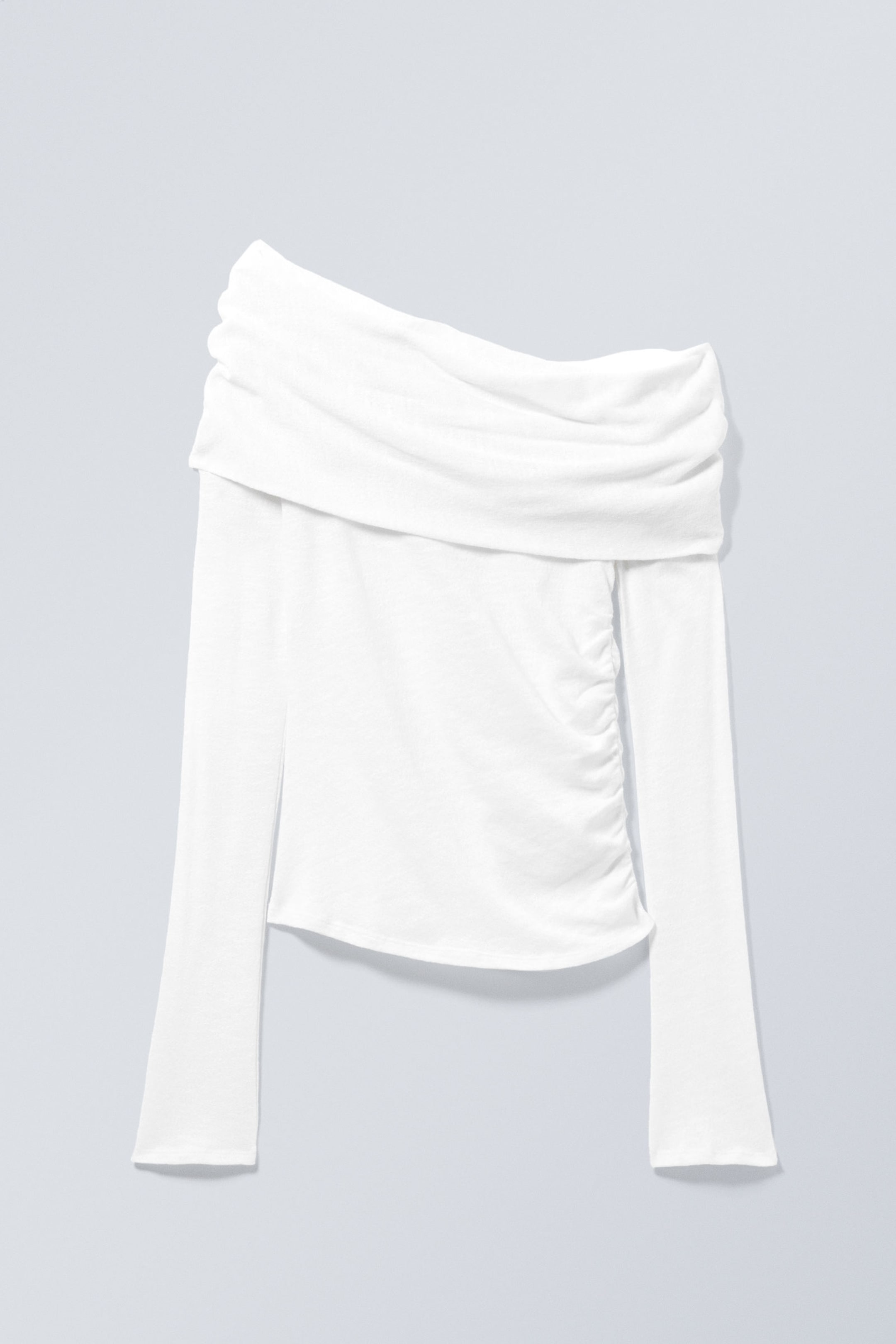 White - Draped Off-shoulder Top - 0