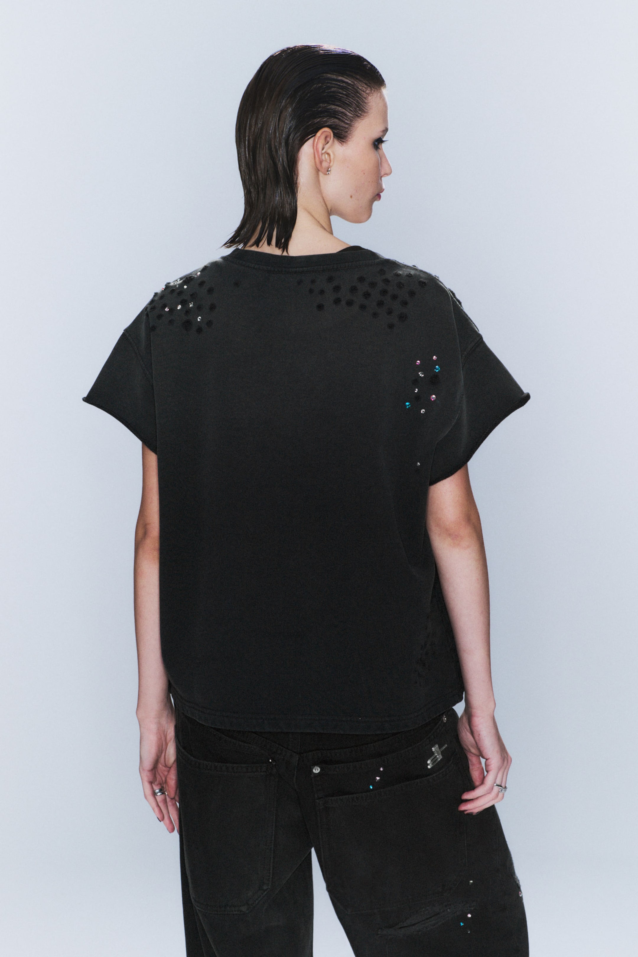 Faded Black - CM x LB Boxy Crystallised Unisex T-shirt - 2