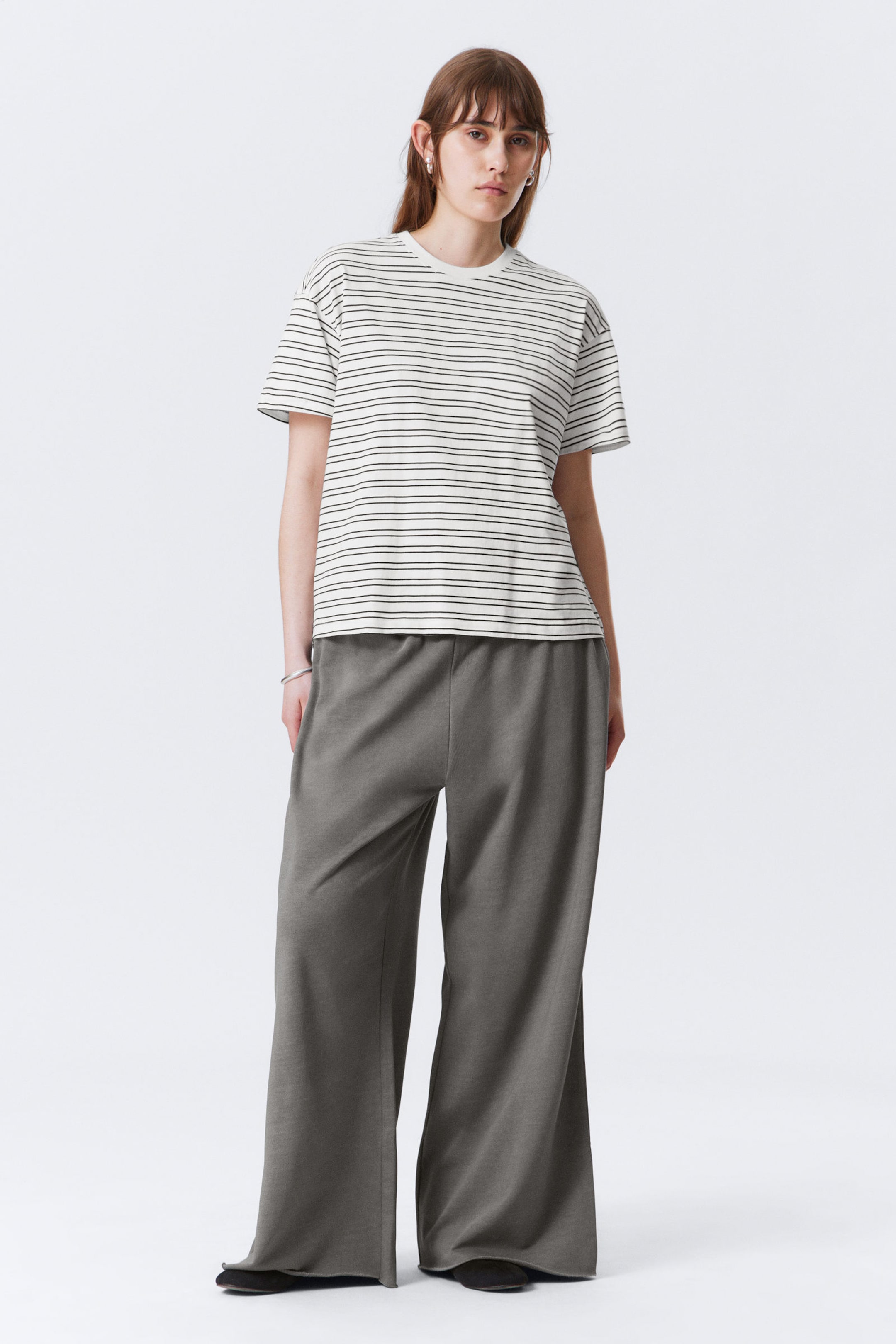 Striped White - Relaxed Boxy Cotton T-shirt - 2