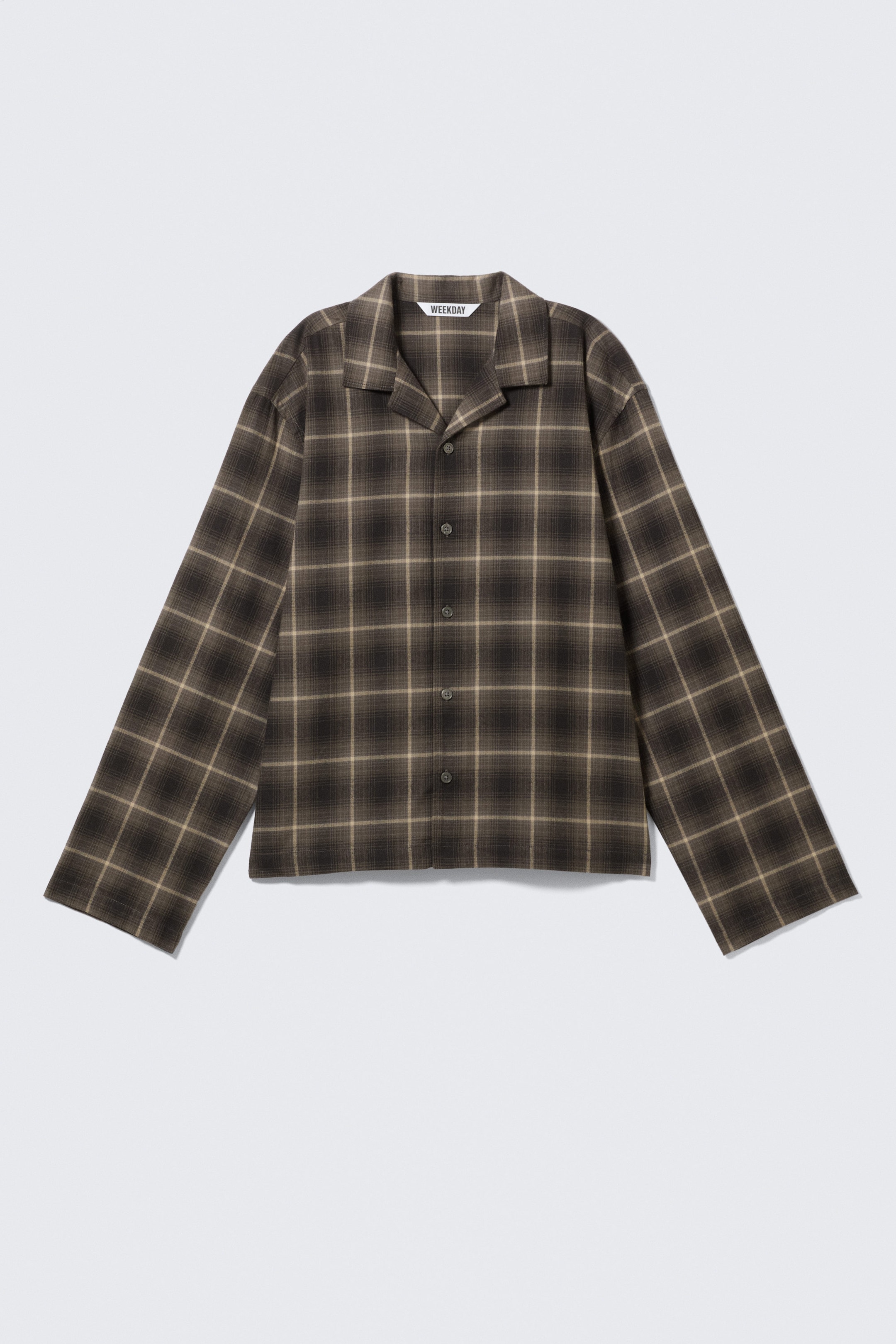 Checked Dark Brown - Relaxed Flannel Pyjama Shirt - 5