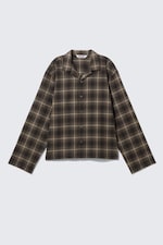 Checked Dark Brown - Relaxed Flannel Pyjama Shirt - 5