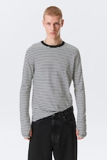 Black & White Stripes - Relaxed Long-Sleeved Cotton T-Shirt - 2