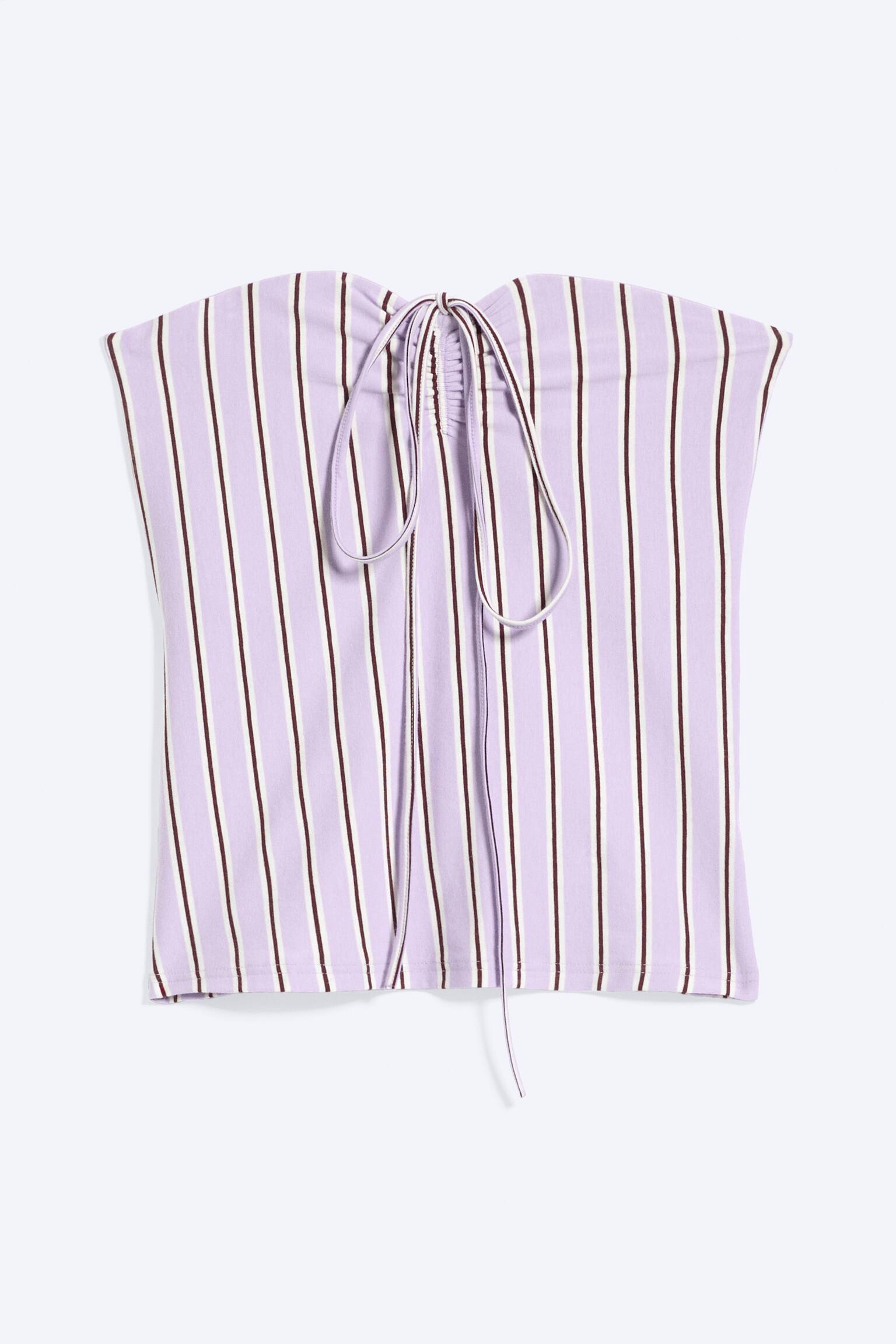 Top bandeau z mocowaniem na karku -Striped Lilac - 2