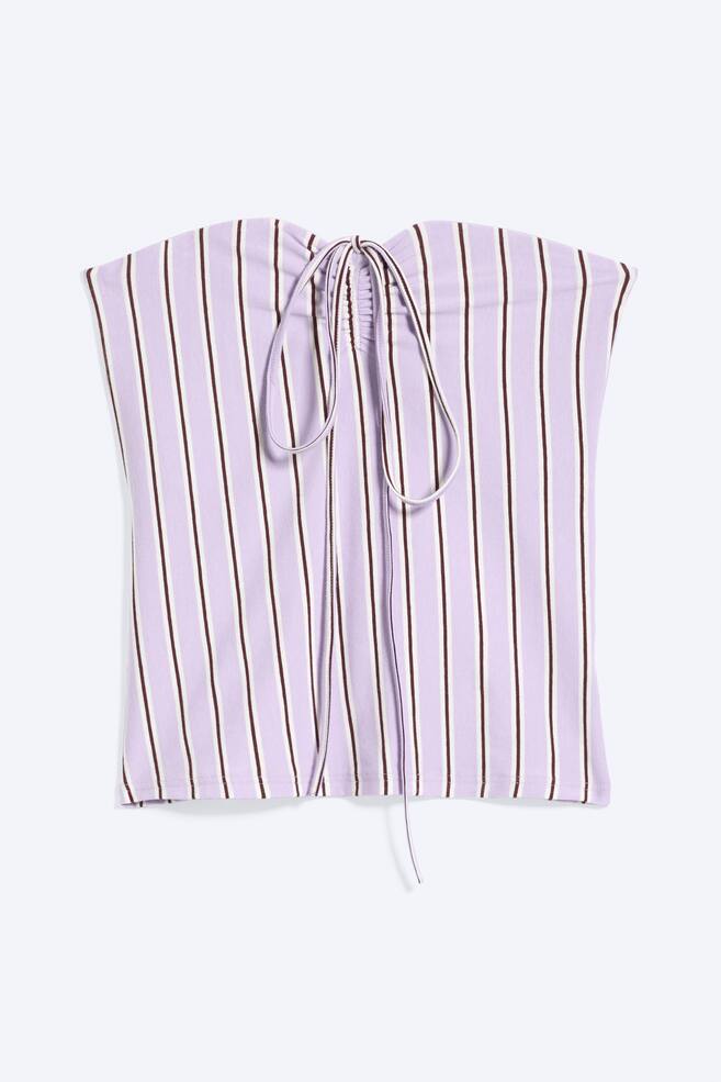 Halterneck Bandeau Top - Striped Lilac/Black - 1
