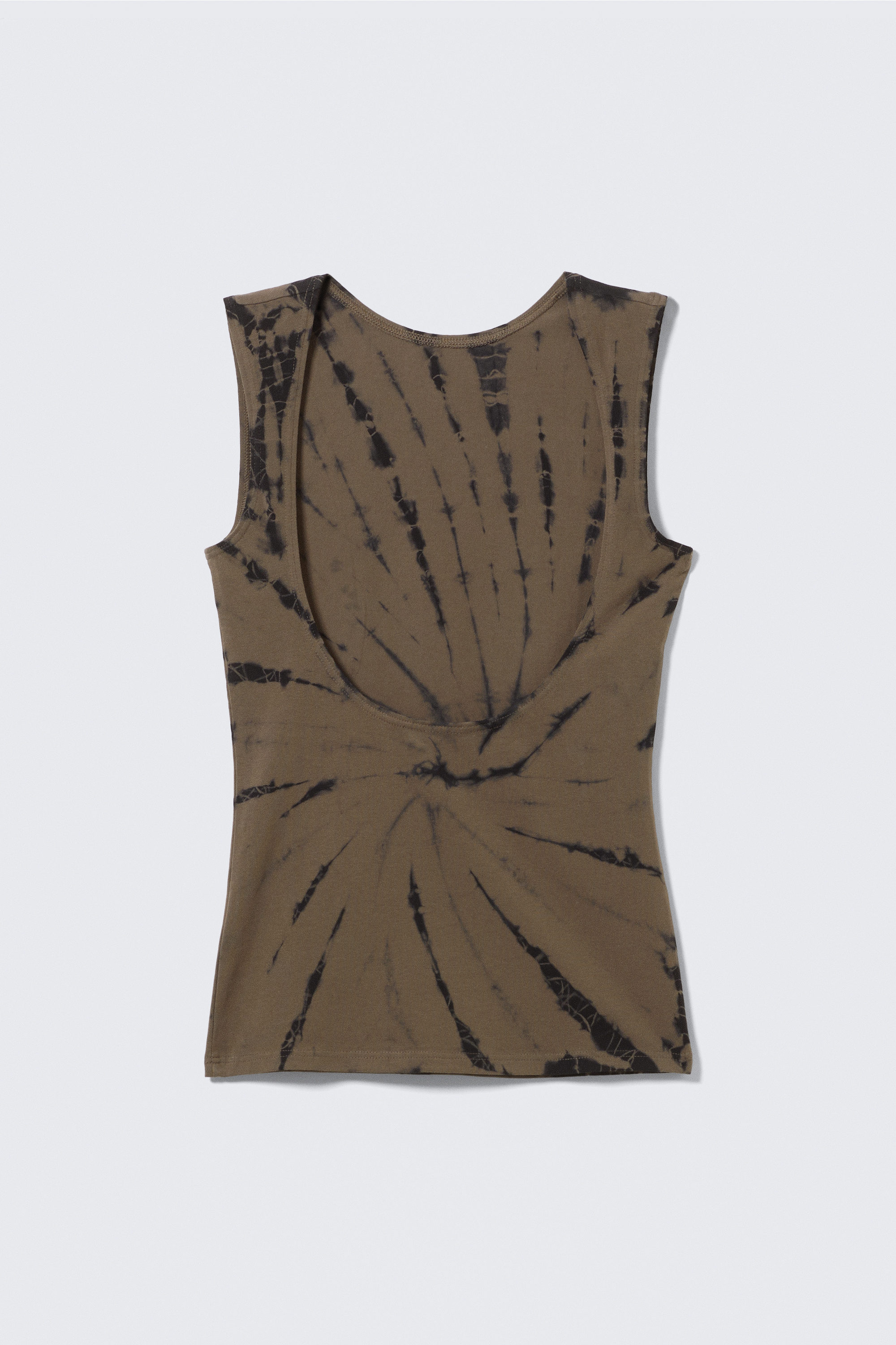 Graubraunes Batikmuster - Tanktop mit offenem Rücken und U-Boot-Ausschnitt - 5