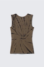 Mörkbrun batik - Linne med öppen rygg och båtringning - 1