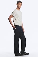Blue Rinse - Dark Blue - Space Mid Rise Relaxed Straight Jeans - 2