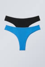 Schwarz Blau - 2er-Pack Brazilian-Slips aus Netzstoff - 0