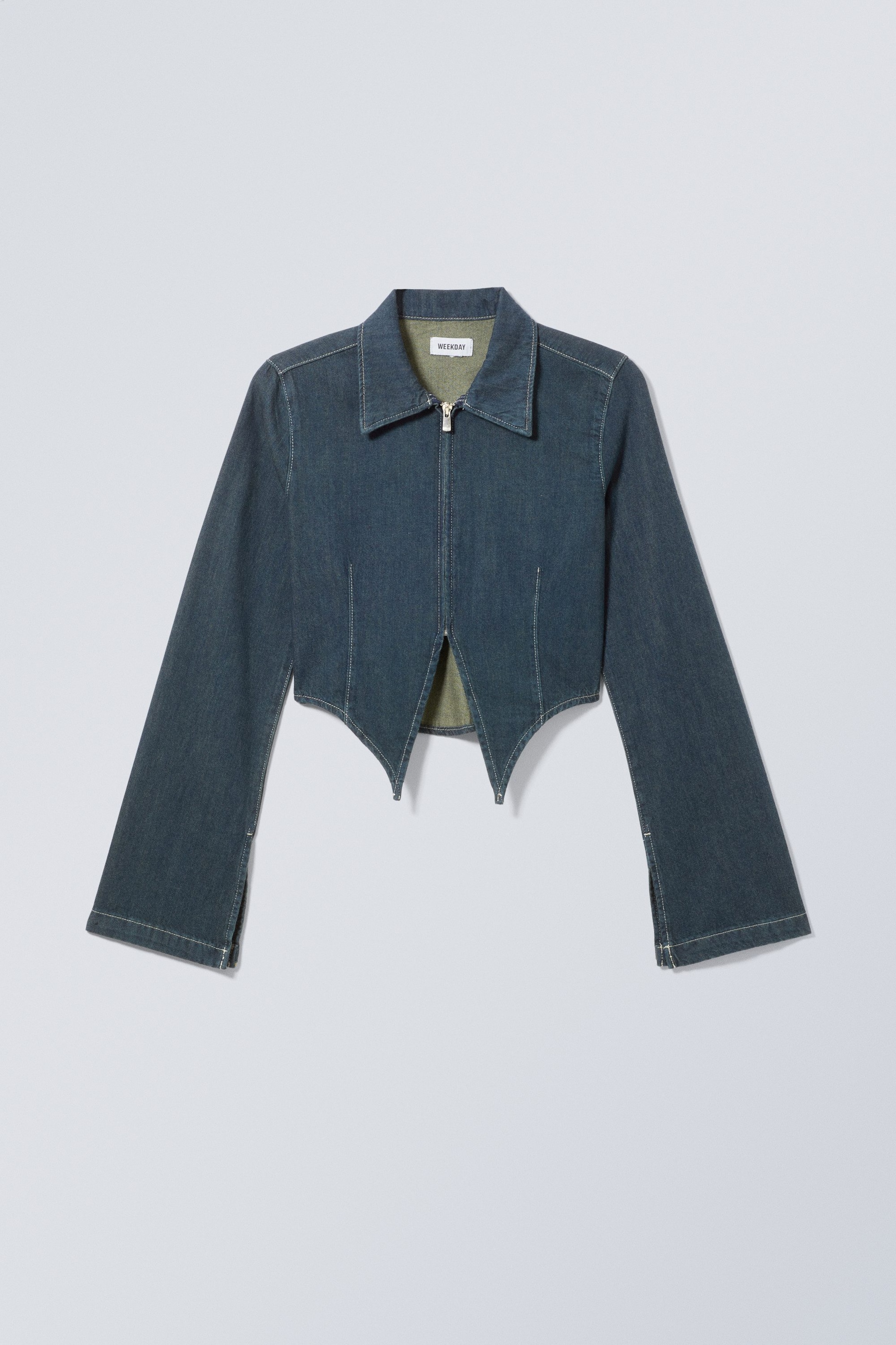 Blue Rinse - Main Denim Split Front Zip Shirt - 0