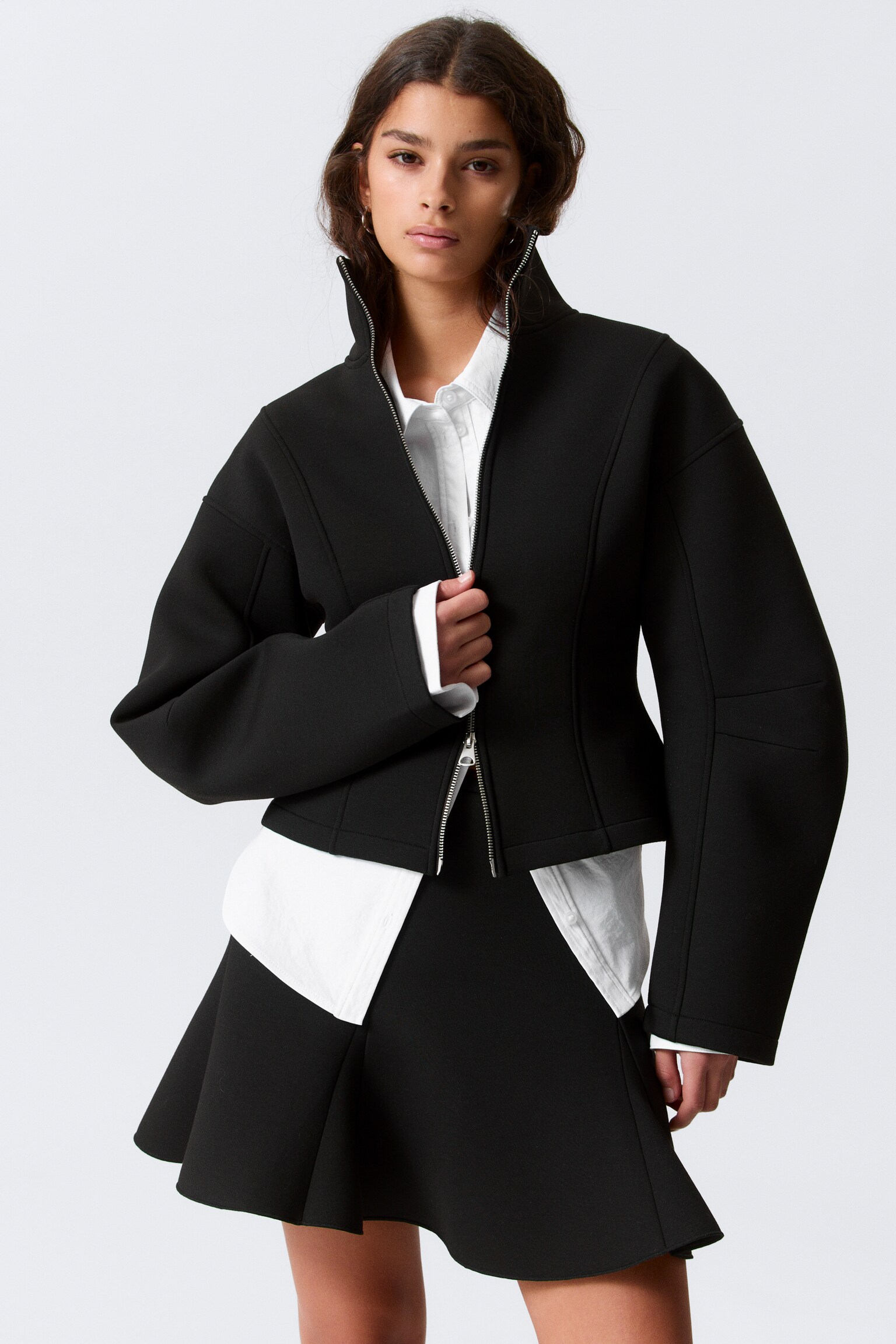 Fitted Scuba Zip Jacket - Black - 5