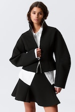 Black - Fitted Scuba Zip Jacket - 2