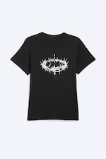 Noir - Couronne d'épines - T-shirt imprimé à manches courtes - 3