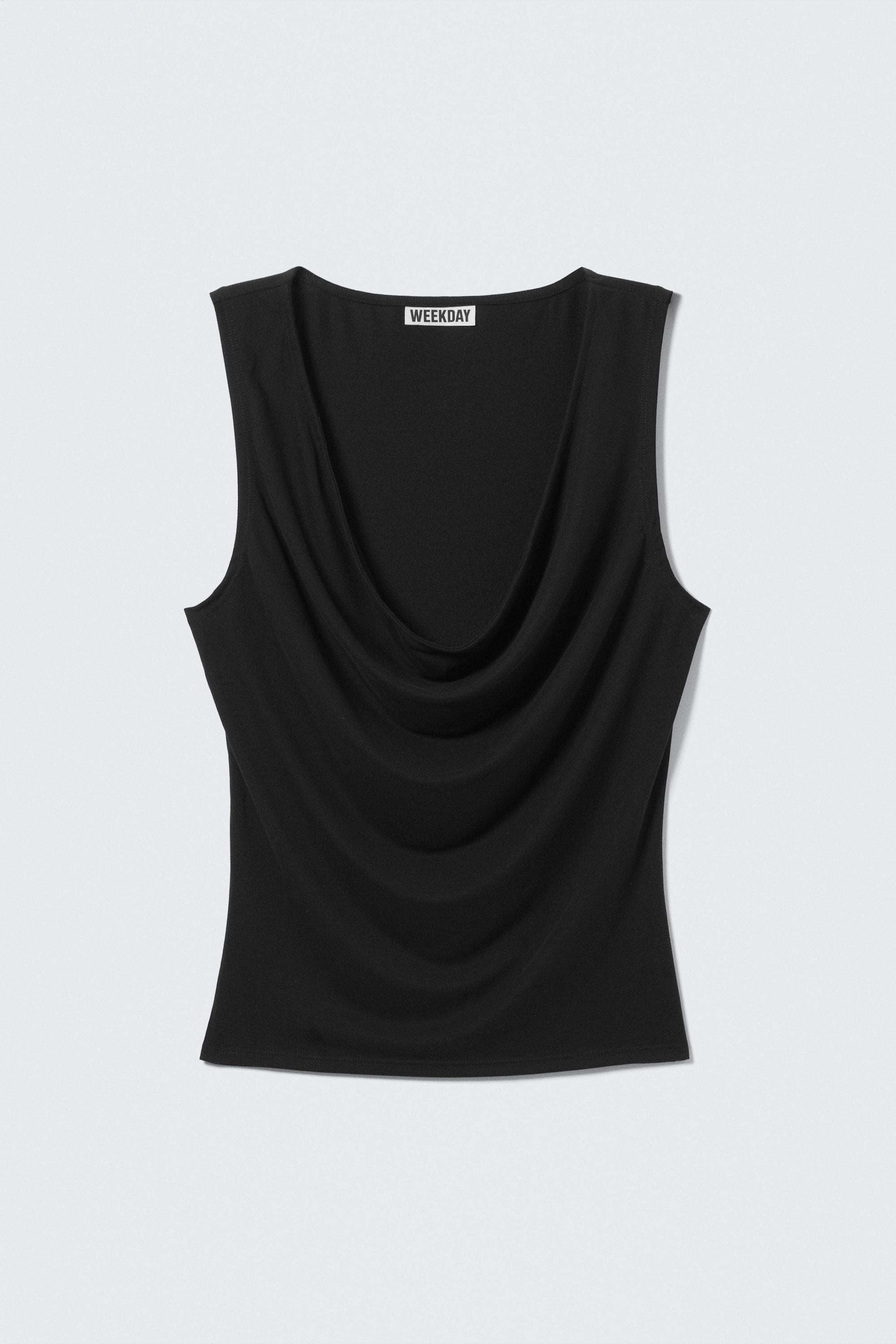 Dark Grey - Sleeveless Draped Waterfall Top - 2