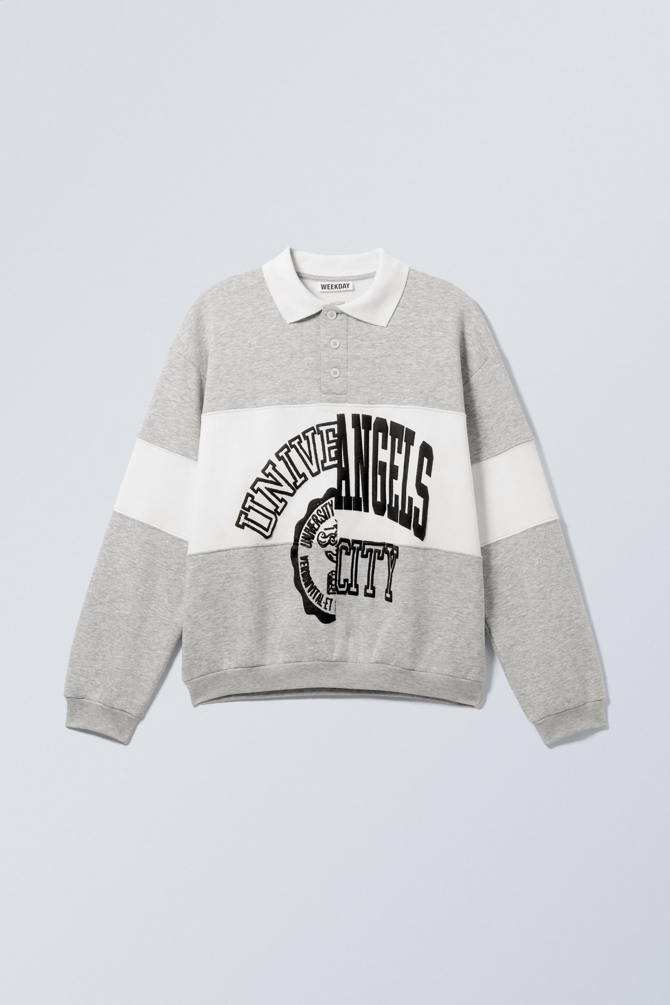 Helles Staubgrau - Locker geschnittenes Graphic Polo-Sweatshirt - 1