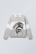 Light Dusty Grey - Loose Graphic Polo Sweatshirt - 0