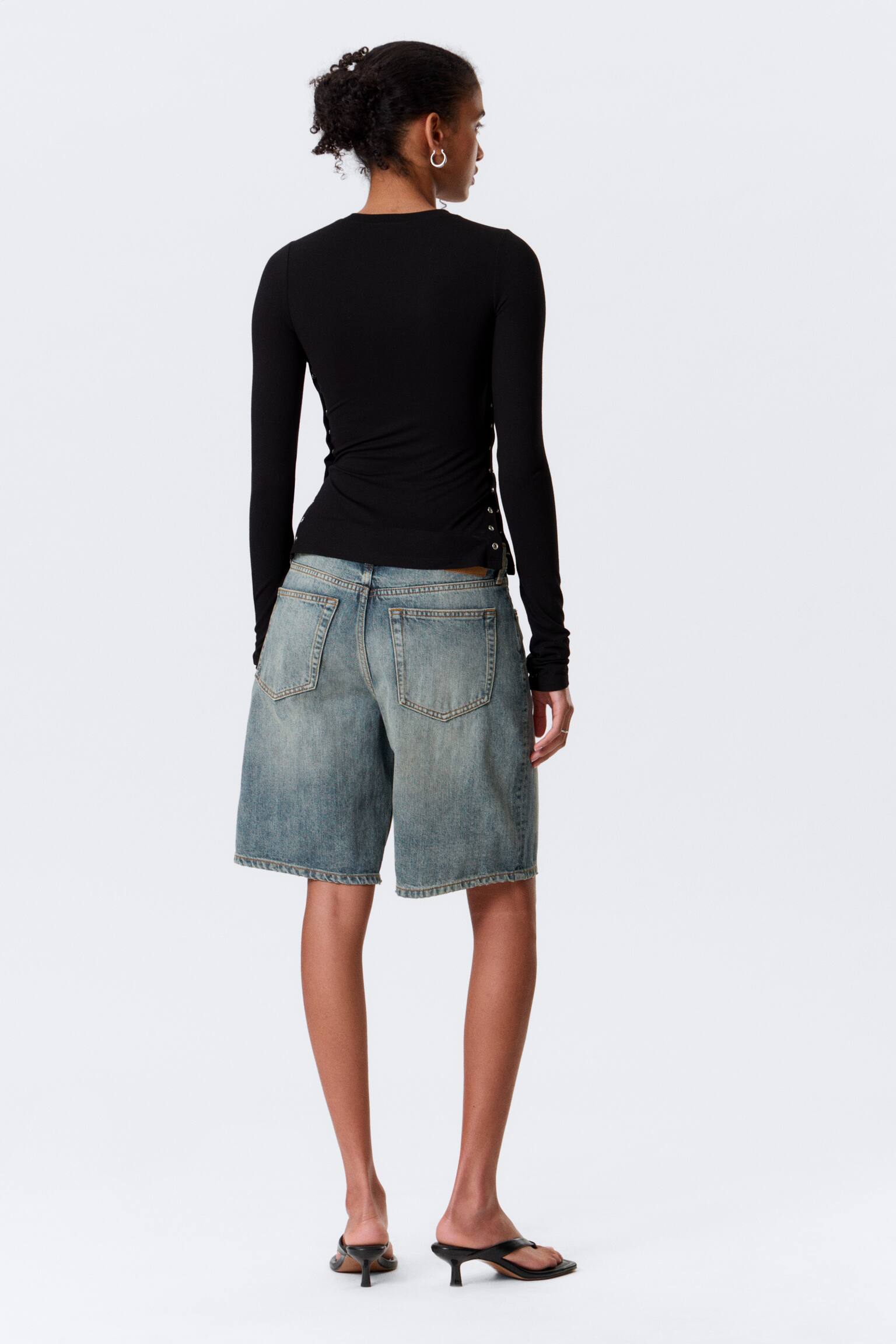 Top slim a maniche lunghe - Nero/Grigio polvere - 6