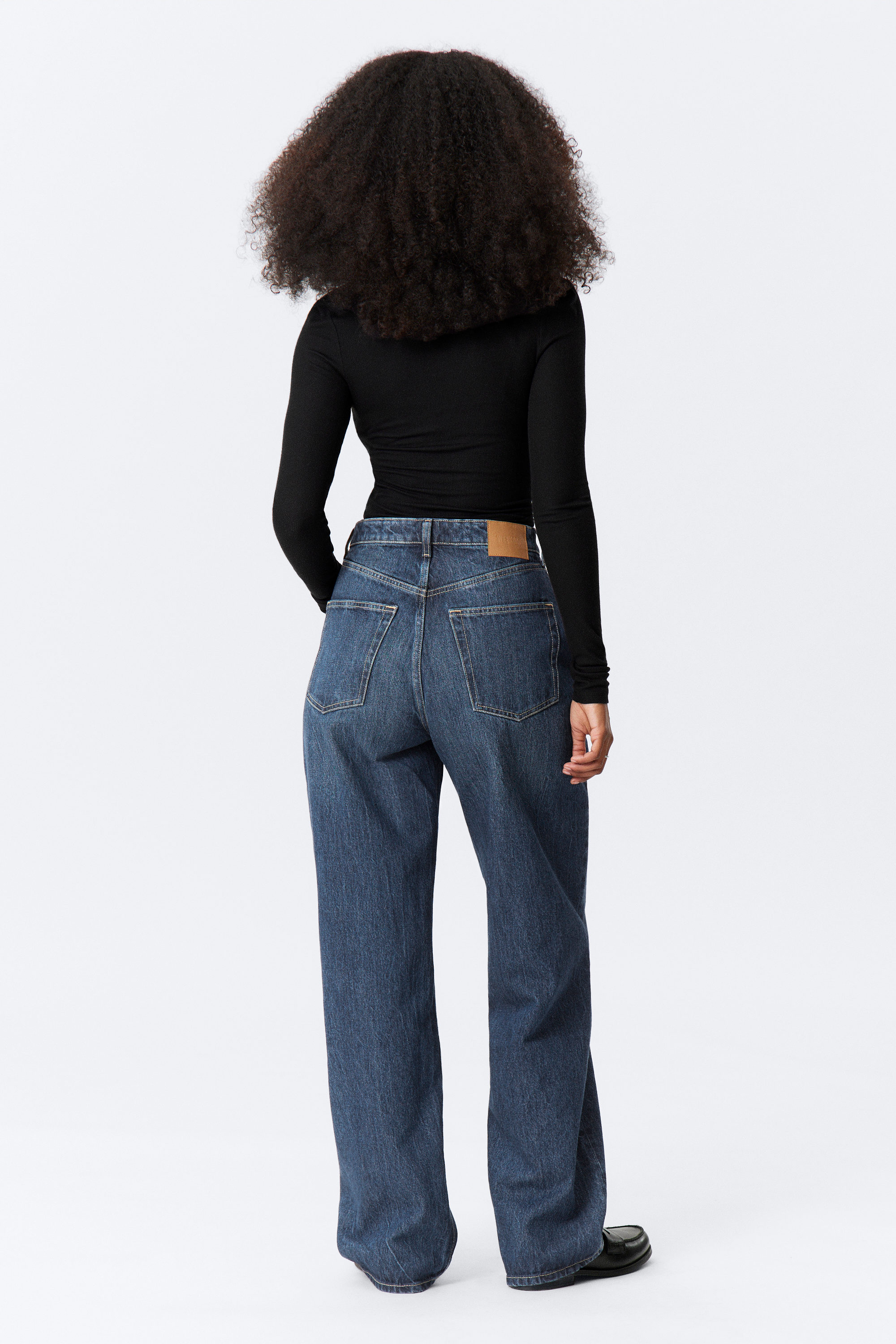 Morning Blue - Dark Blue - Halo Curve High Waisted Regular Wide Leg Jeans - 4
