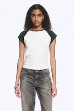 White/Dark Grey - Short-Sleeved Raglan T-shirt - 0