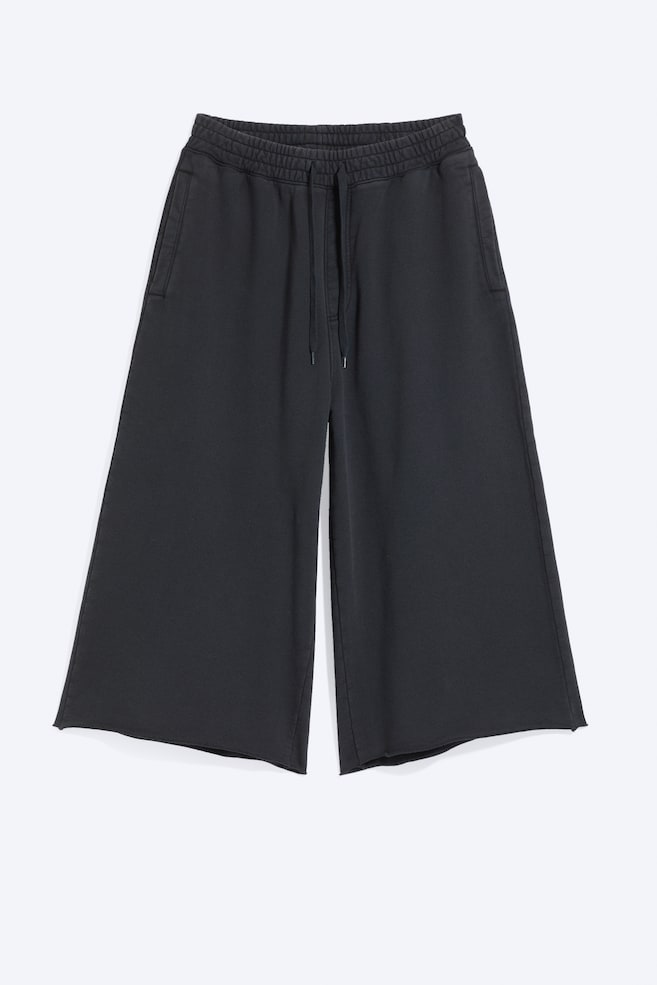 Baggy three-quarter sweatpants - Washed Black/Light Dusty Grey Melange - 1