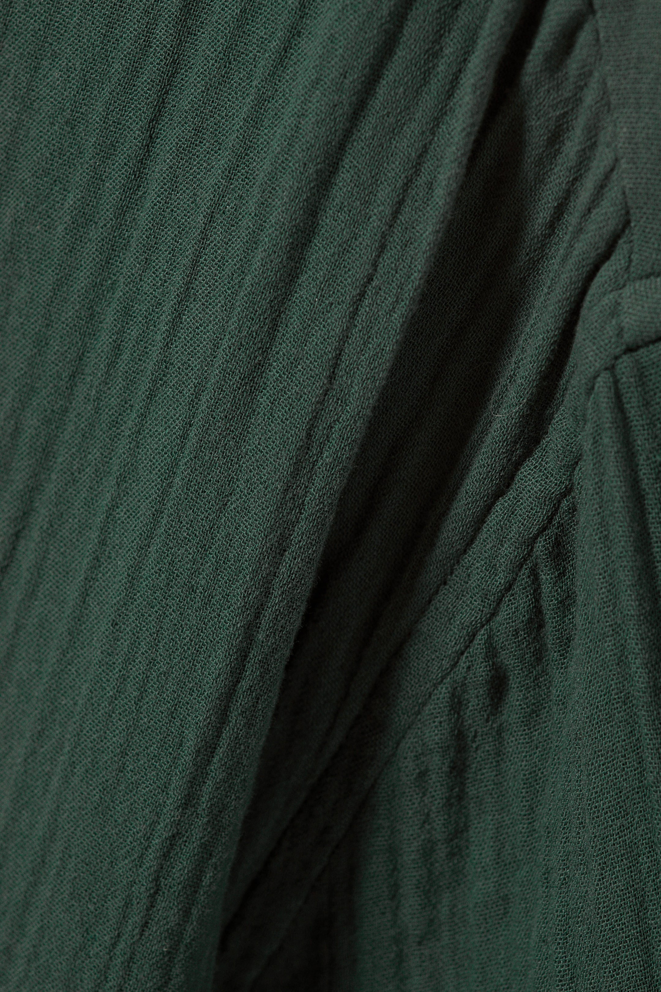 Dark Green - Oversized Structured Short Sleeve Shirt - 1