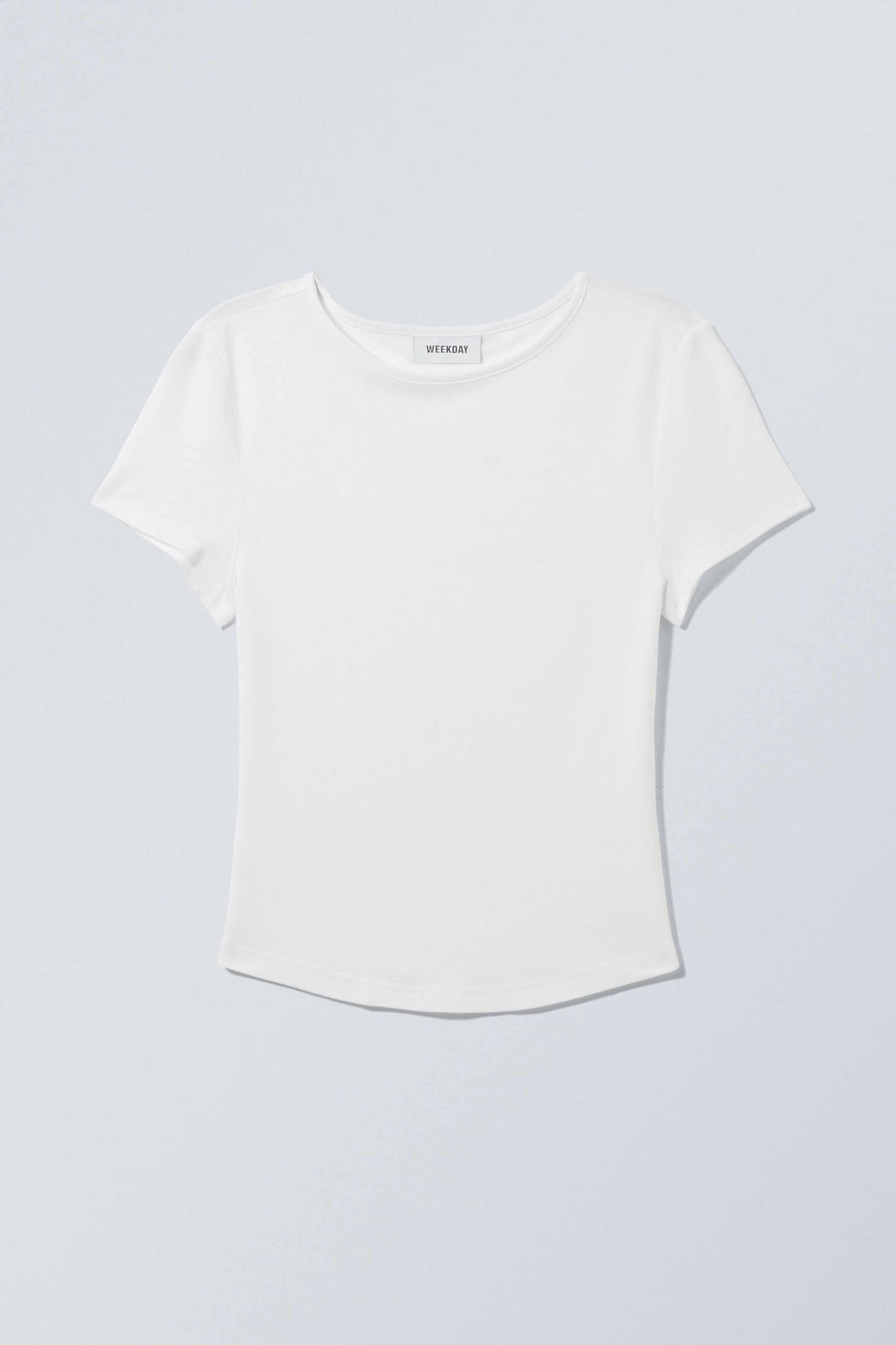 Weiß - Körperbetontes Modal-T-Shirt mit rundem Saum - 0