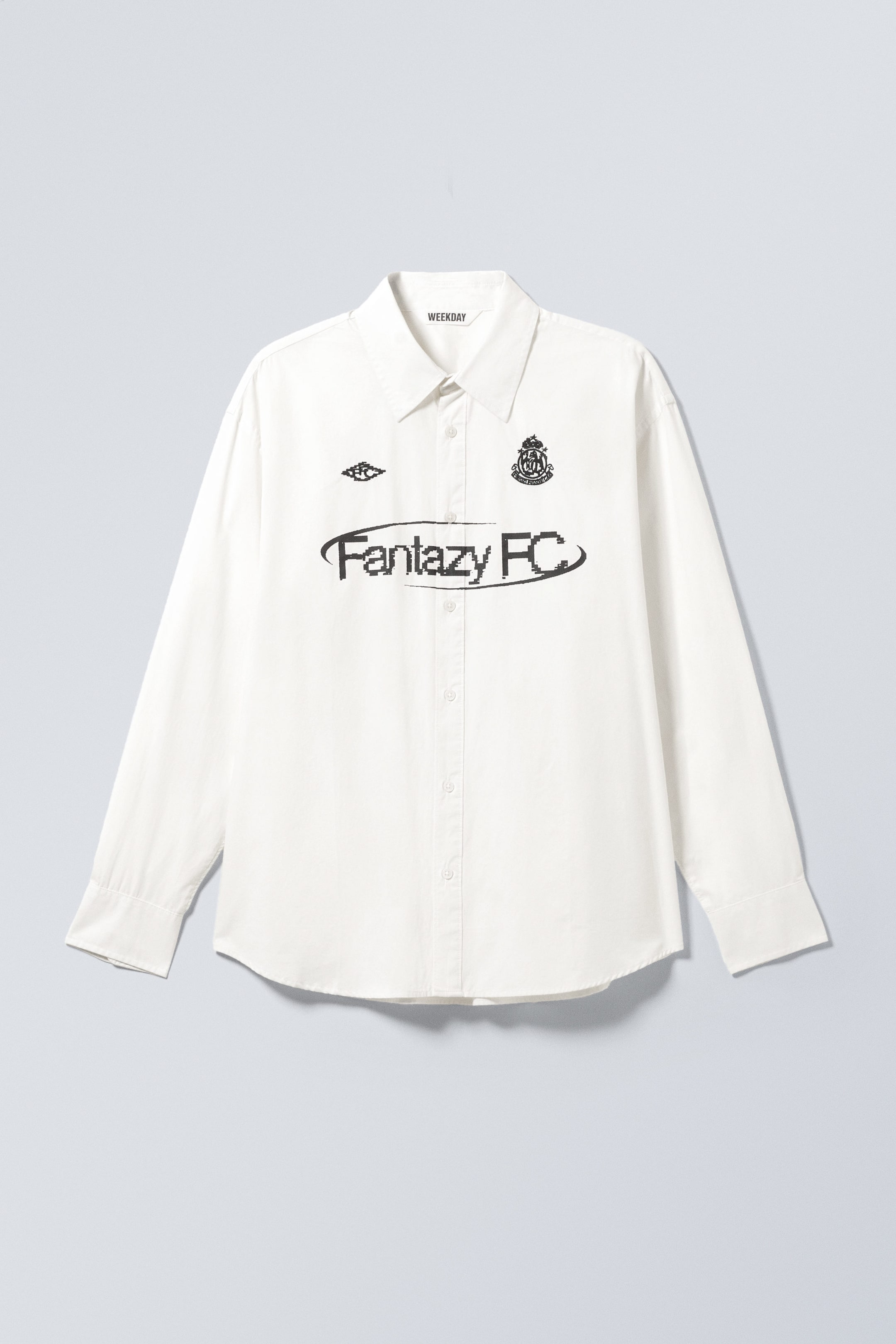 Hvit - Fantazy FC - Oversized Graphic Cotton Shirt - 1