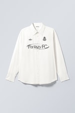 Hvit - Fantazy FC - Oversized Graphic Cotton Shirt - 0