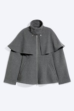 Dark Grey - Wool-Blend Cape-Detail Jacket - 5