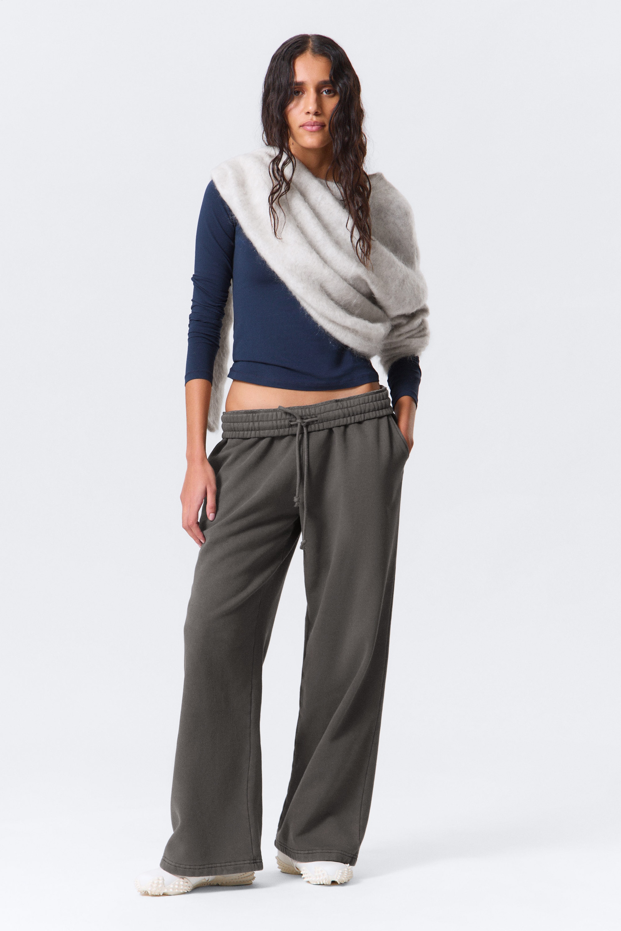 Washed Dark Grey - Loose Long Heavyweight Sweatpants - 1