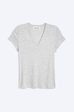 Ljus Gråmelerad - Slim Fit Deep V-Neck T-Shirt - 3