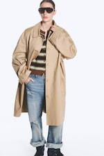 Beige - Relaxed Single-Breasted Car Coat - 1