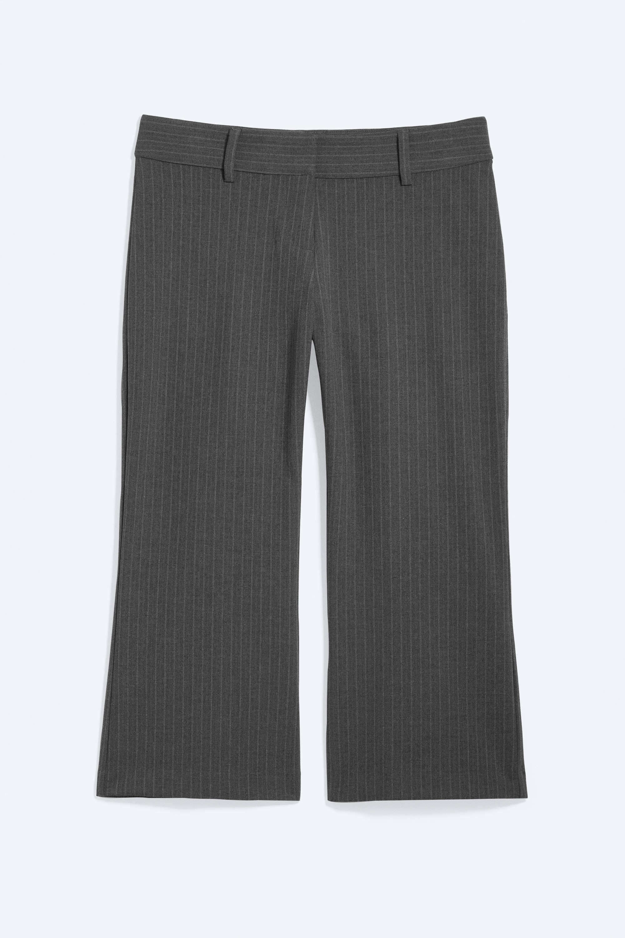 Pantaloni capri flared in tessuto per abiti - Grigio Scuro Mélange Gessato/Blu scuro