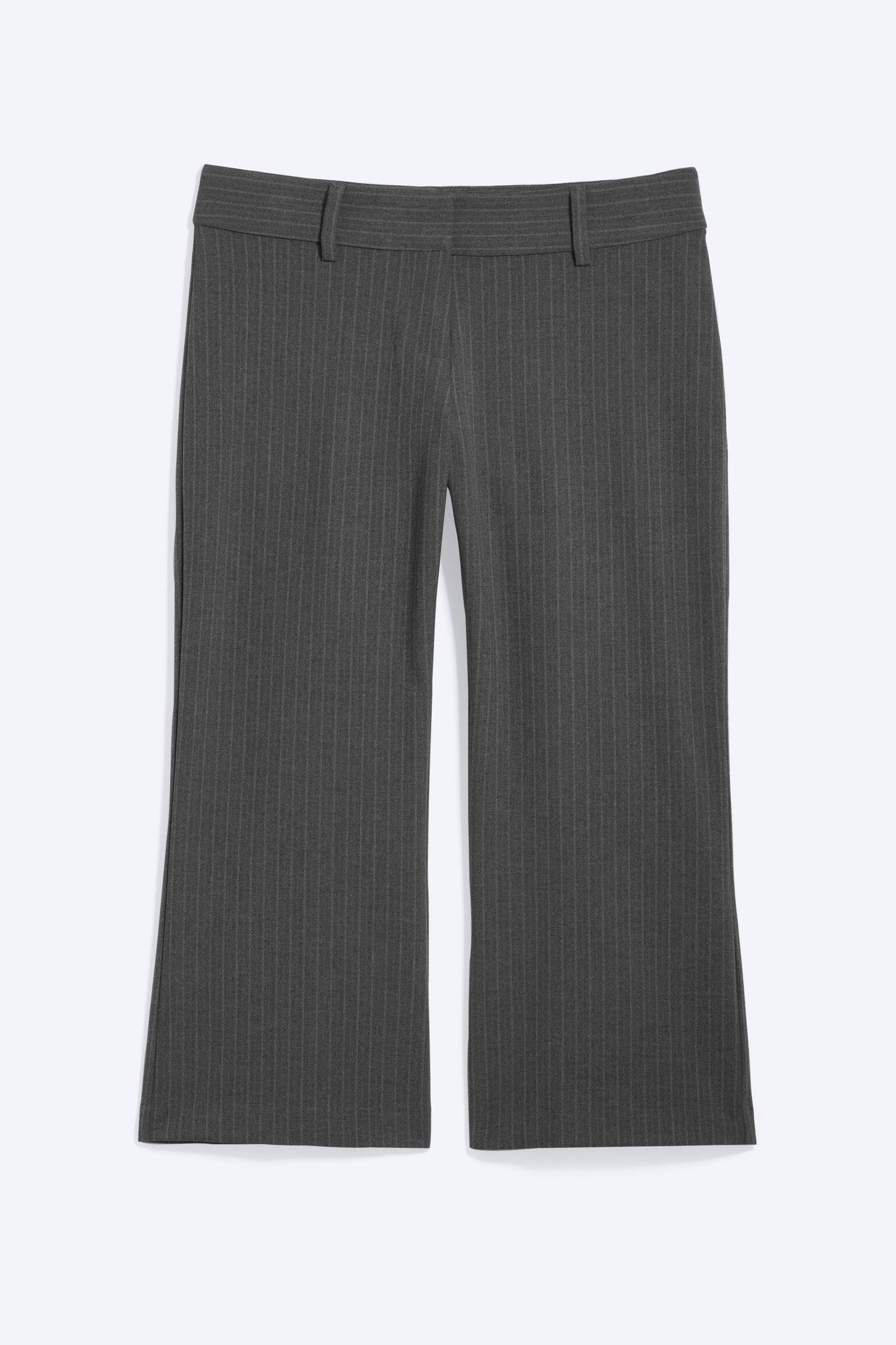 Rozszerzane spodnie garniturowe Capri - Ciemnoszary melanż Pinstripe/Ciemnoniebieski - 1