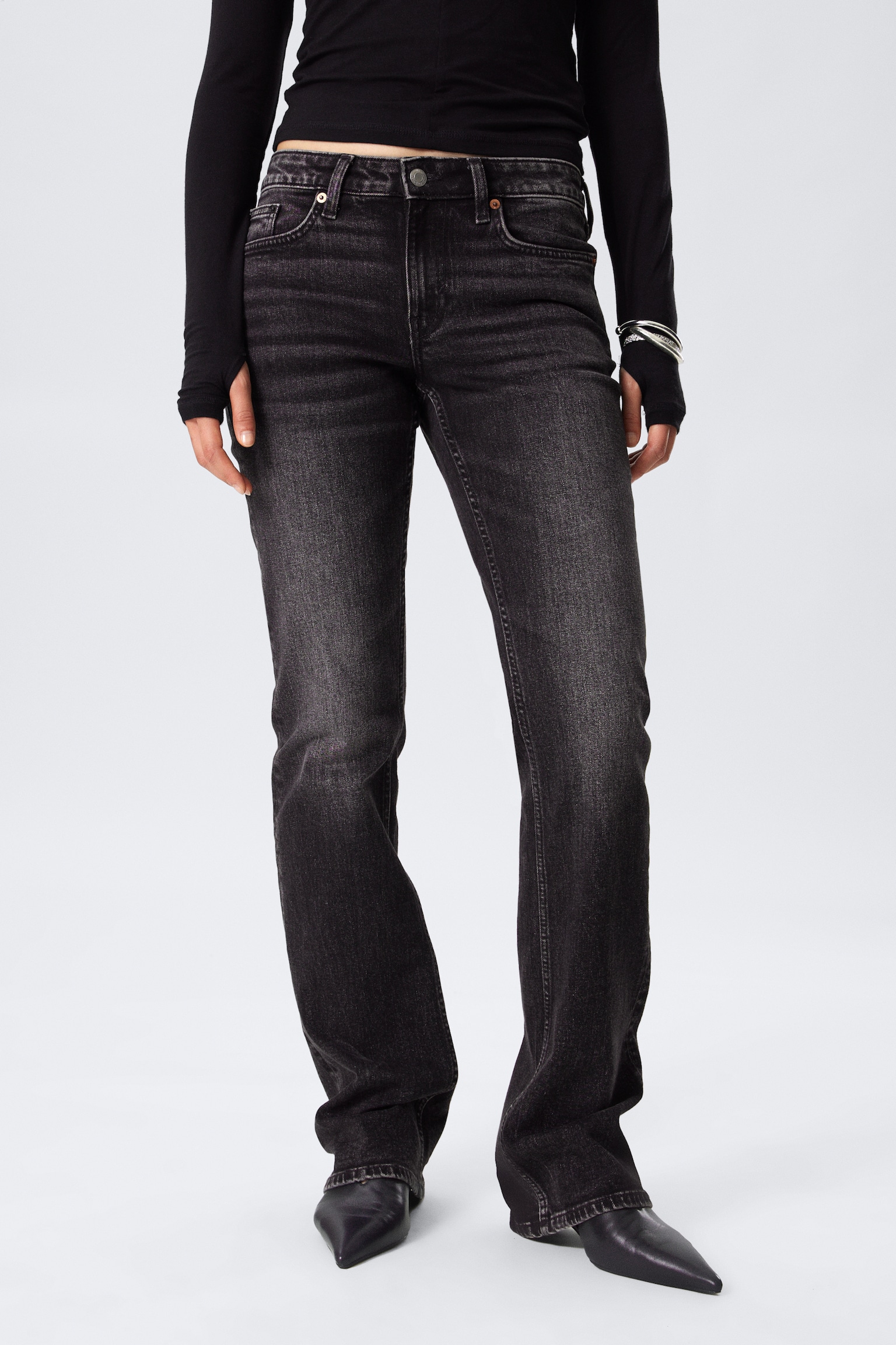 Jeans Bootcut Slim de Cintura Média - Paloma Preto - Preto/Azul Trovoada - Azul Escuro/Perseus Blue - Azul Médio - 3