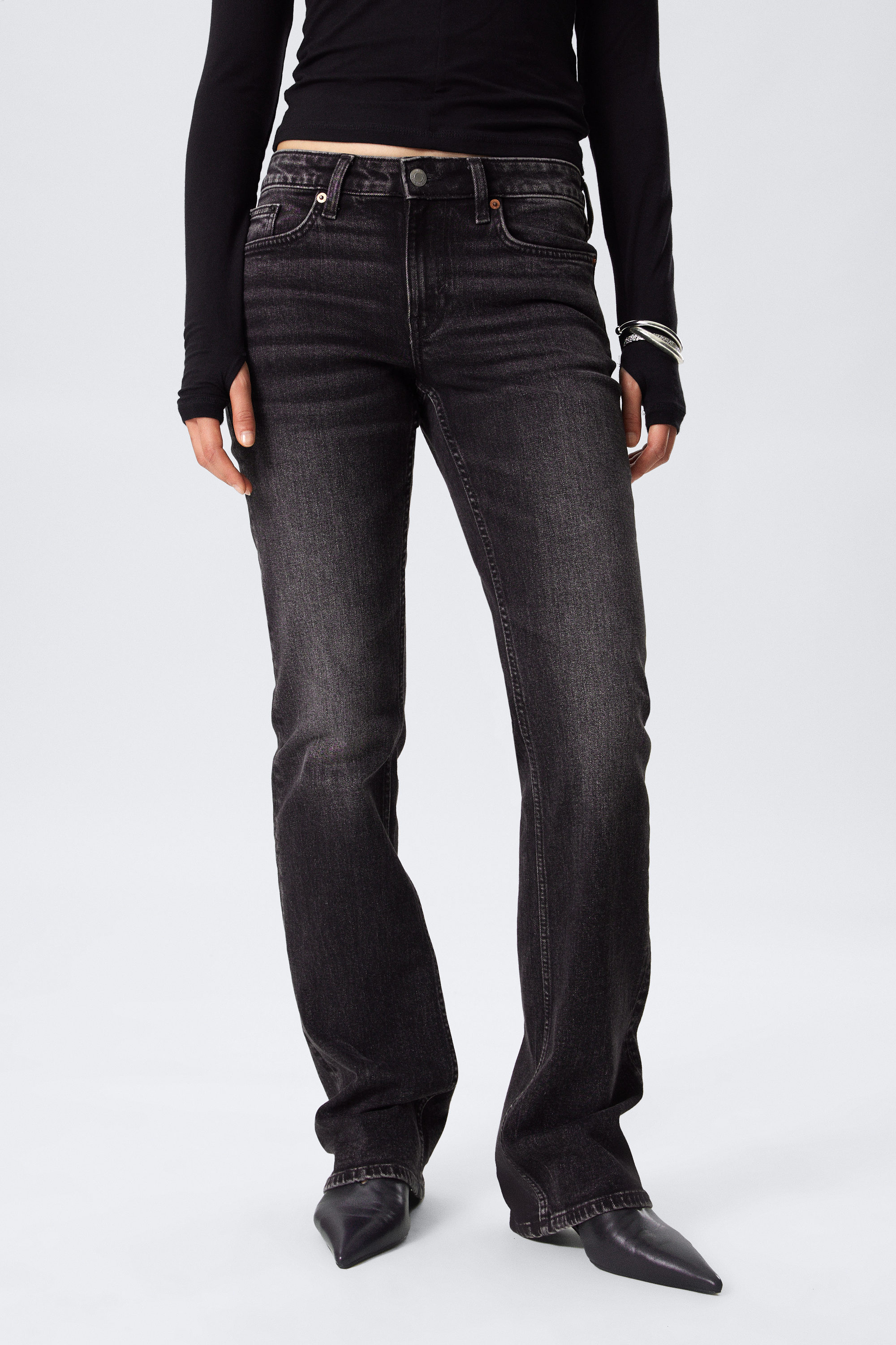 Paloma Black - Schwarz - Tension Mid Rise Slim Bootcut Leg Jeans - 2