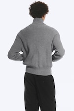 Ljus dimgrå - Avslappnad stickad zip-cardigan med hög krage - 3