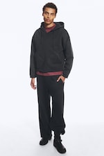 Washed Black - Cropped Loose Boxy Hoodie - 1
