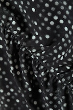 Black Polka Dots - Ruched Printed Mesh Top - 4