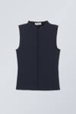 Dark Blue - Soft Mock Neck Top - 0