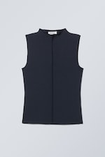 Dark Blue - Soft Mock Neck Top - 0