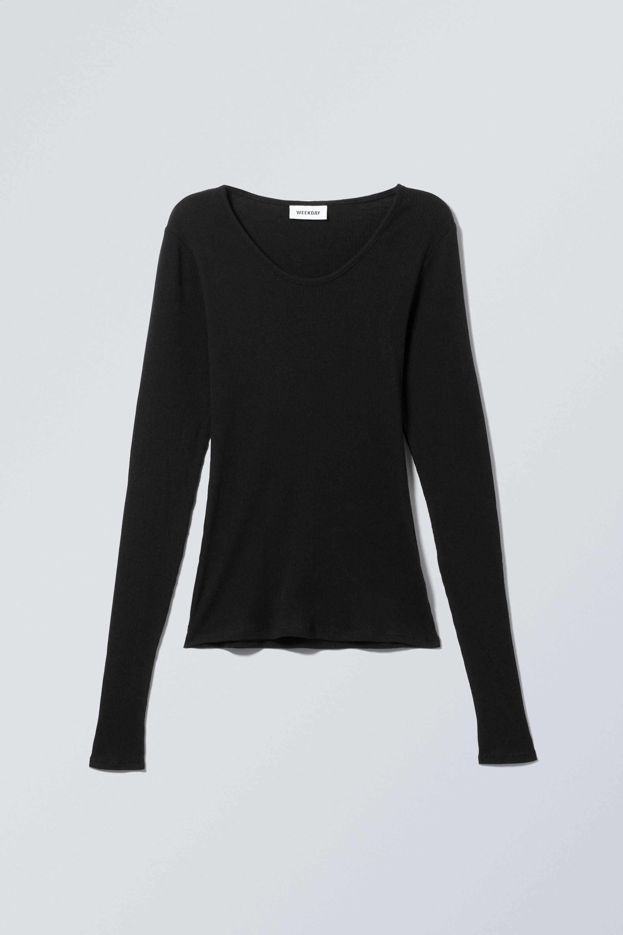 View larger image: Sheer Rib Long Sleeve Top - Black - Ladies | H&M GB 1