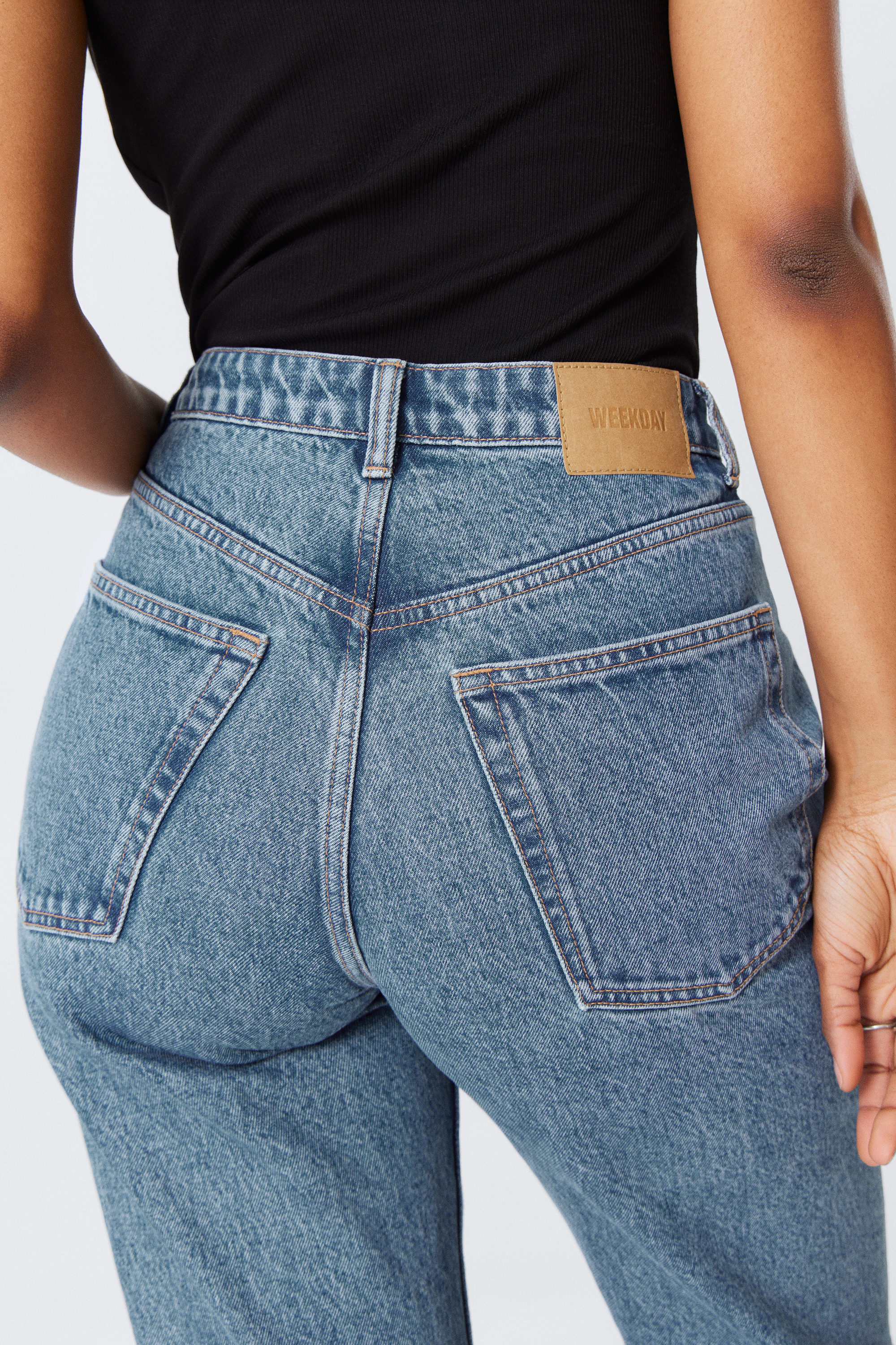 90s Blue - Medium Blue - Resolute Curve High Waisted Regular Straight Jeans - 3